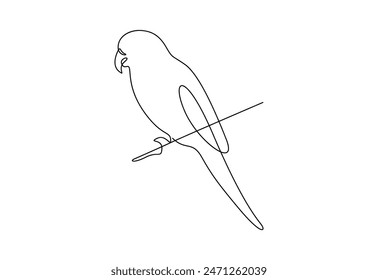 Parrot durchgehend eine Linie Zeichnung. Isoliert auf weißem Hintergrund Vektorillustration 