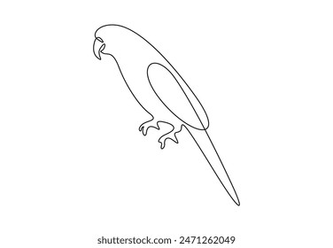 Parrot continuous one line drawing. Isolated on white background vector illustration 