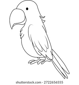 Loro continuo de una línea de dibujo. Animal de loro de arte de línea única