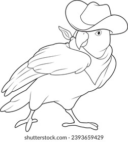 Parrot Cowboy Cowboy hat Tiervektorgrafik-Illustration