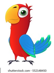 parrot. Cute chick with big and kind eyes. Cartoon character.