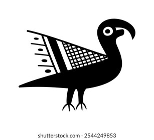 Parrot as depicted in the ceramic art of Ancient Southwest. Parrot motif found on a bowl of the Mogollon culture in New Mexico, a Classic Mimbres Black-on-white composition made by Native Americans.