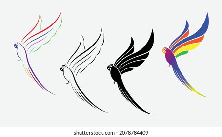 parrot design on white background., Bird Icon., Wild Animals. vector illustration