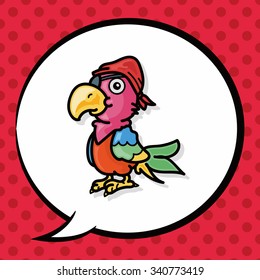 Parrot doodle, speech bubble
