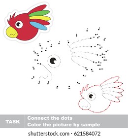 Parrot. Dot to dot educational game for kids.
