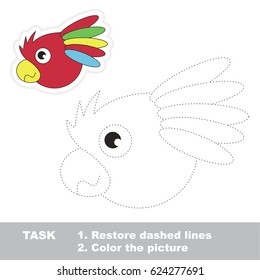 Parrot. Dot to dot educational game for kids.