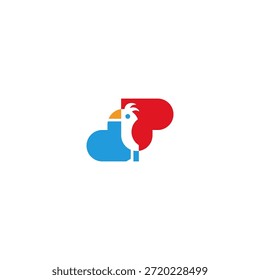 Idea de logo de loro y doble corazón.