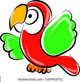 Dibujo de loro, ilustración, vector sobre fondo blanco.