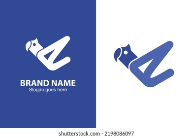 Parrot E Logo. Flying parrot logo with letter E design concept. Flat and simple design that is easy to apply in any media.