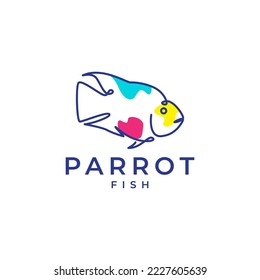 parrot fish line art, abstract logo design