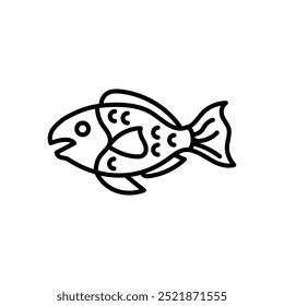 Parrot Fish Outline Icon, Vector illustration