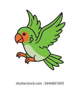 Parrot Flapping Wings Flying Illustration