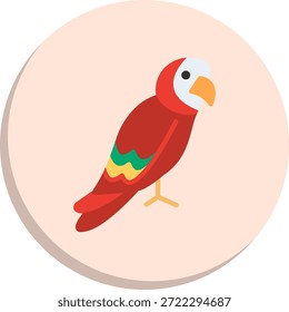 Icono de estilo de círculo plano de loro
