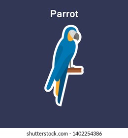 Parrot flat colorfull icon sticker, for website apps print media. Flat symbols of parakeet , vector illustration. Isolated on white background