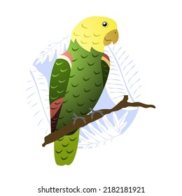 Parrot in flat design vector illustration. EPS10.