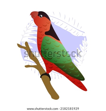 Parrot in flat design vector illustration. EPS10.