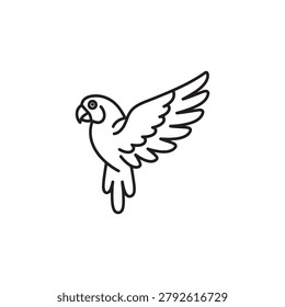 Parrot in flight simple line drawing
