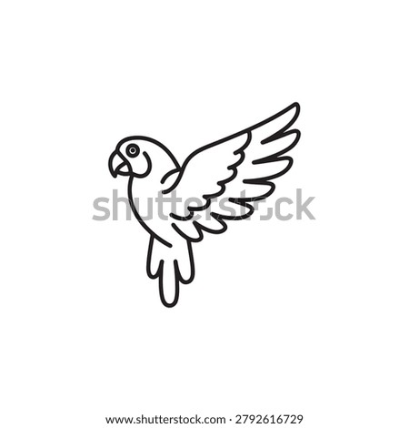 Parrot in flight simple line drawing