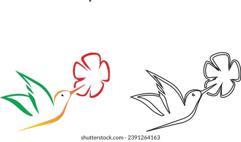 parrot with flower icon ,a sign of thanks with emotions.