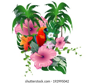 Parrot with flowers