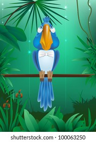 parrot in forest.