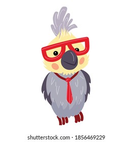 Parrot with glasses icon. Cartoon of parrot with glasses vector icon for web design isolated on white background