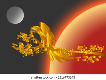parrot gold vector background  animal