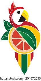Parrot With Grapefruit Logo Design