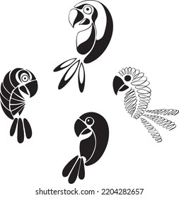 parrot, graphic vector image of a bird, stylized parrot, bird silhouette