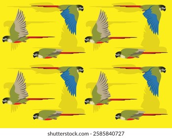 Parrot Green-Cheeked Conure Parakeet Cute Cartoon Character Seamless Wallpaper Background