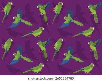 Parrot Half Moon Conure Cartoon Character Seamless Wallpaper Background