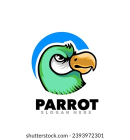 Parrot head angry mascot logo design 