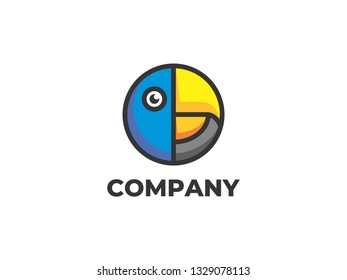 Parrot Head Circle Logo Design Vector Icon Graphic Illustration  Colorful