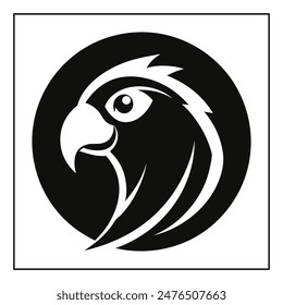 Parrot head in a circle logo icon vector illustration