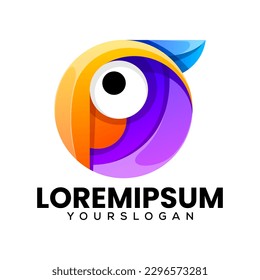 parrot head colorful logo design 