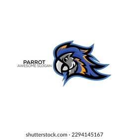 diseño del logo de la cabeza de loro mascota colorida
