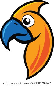 parrot head mascot logo vector art illustration.