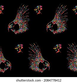 Parrot head pattern from multi-colored pieces