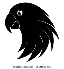 Parrot Head Silhouette Vector Art Illustration and Parrot Head Black Color Design