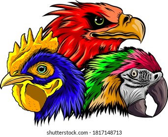 Parrot head vector illustration logo icon art