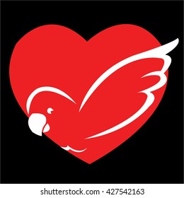 parrot & heart vector.