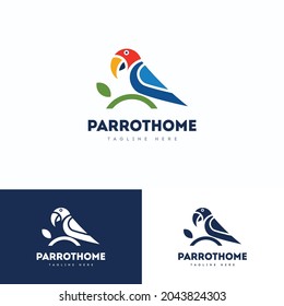 Parrot home logo design concept vector. Bird logo design