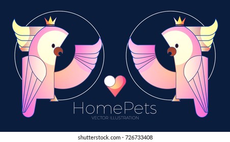 Parrot. Home Pets Care Icon. Veterinary Clinic Logo Design. Pet Shop. Zoo. Vector illustration