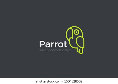 Parrot Home pets Logo abstract design vector template Linear style.