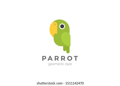 Parrot Home pets Logo abstract design vector template Flat style.