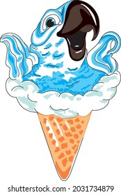 parrot ice cream in a glass