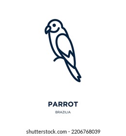 parrot icon from brazilia collection. Thin linear parrot, bird, animal outline icon isolated on white background. Line vector parrot sign, symbol for web and mobile