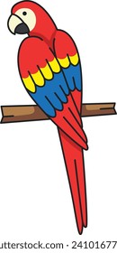 Parrot icon in cartoon style on a white background vector illustration.