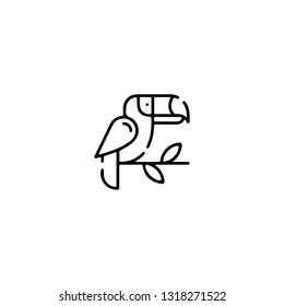Parrot icon, flat design line art thin style, vector illustration. Festive carnivals in Brazil and Mardi Gras in Venice