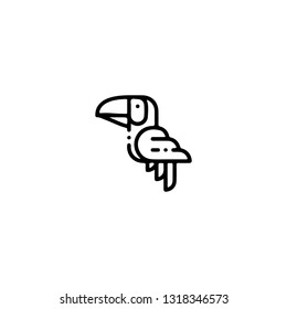 Parrot icon, flat design line art thin style, vector illustration. Festive carnivals in Brazil and Mardi Gras in Venice

